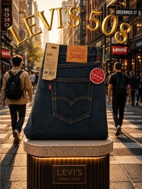 Levi's W34 L33 508 Slim Straight Jeans in Dark Blue Denim